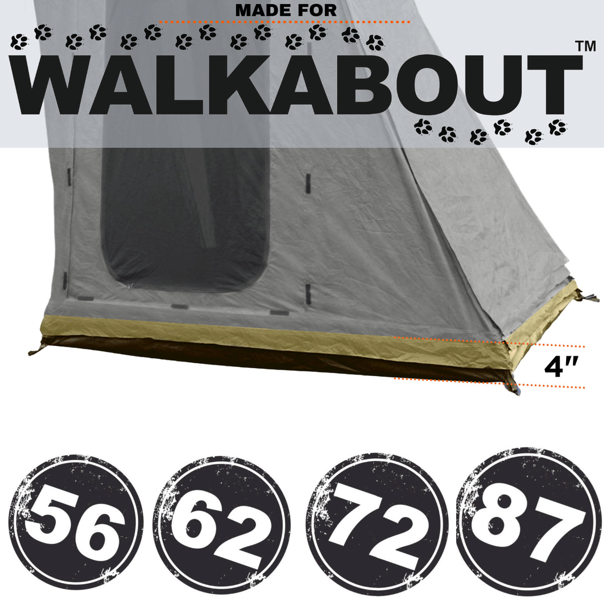 4″ Zip-On Annex to Floor Extensions For Walkabout - BaseCamp Provisions