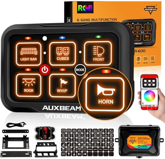 Auxbeam 6 Gang Switch Panel Bluetooth RGB AR-600 - BaseCamp Provisions
