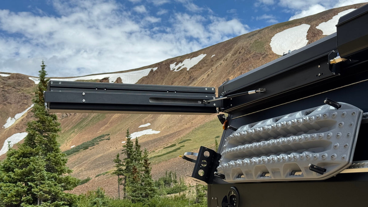 Ultimate Camp Shower Set: Hard Case Shower/Bathroom Awning + 90 Degree Swing Out - BaseCamp Provisions