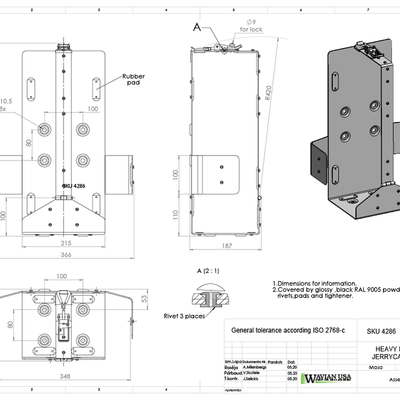Swiss Link- Gas Can Holder 20 L Heavy Duty Front Load - BaseCamp Provisions