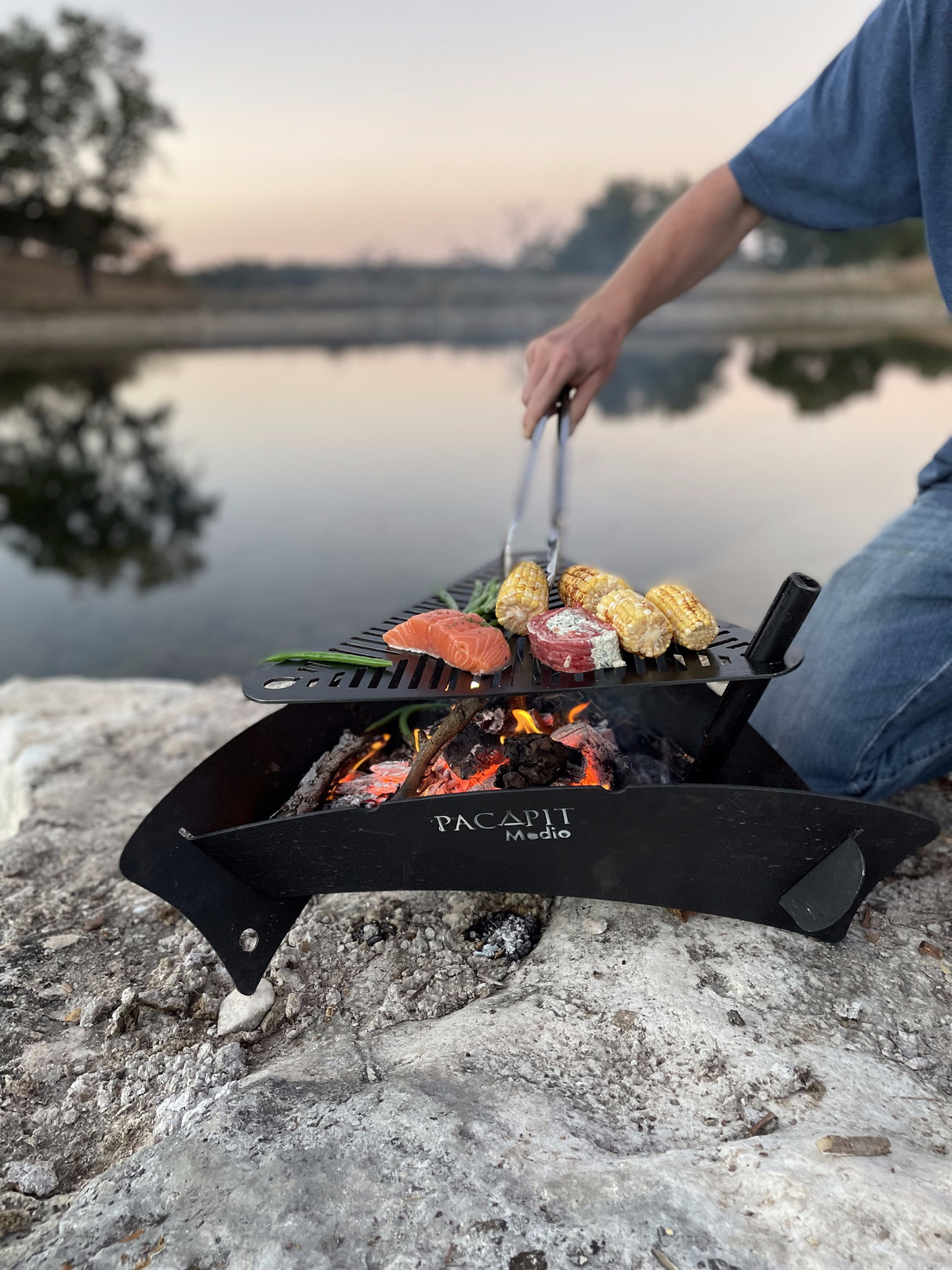 Medio Fire Pit with Grill Kit - by PacAPit - BaseCamp Provisions