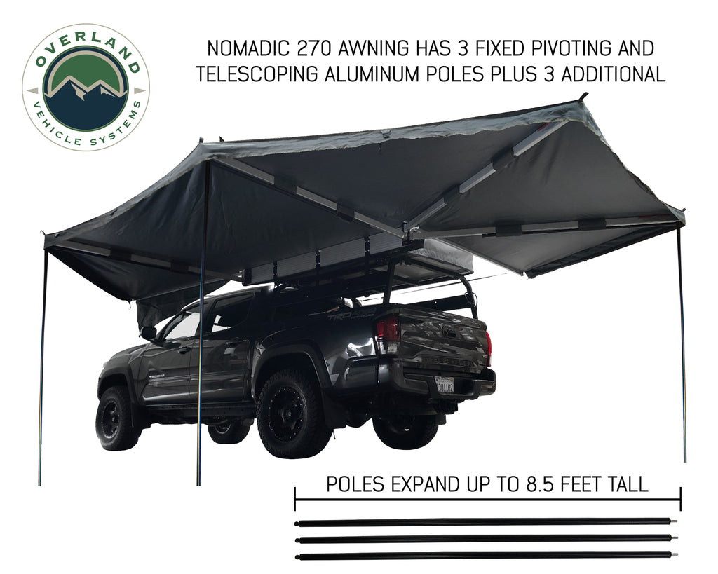OVS Nomadic Awning 270 Dark Gray Cover With Black Cover Universal - BaseCamp Provisions