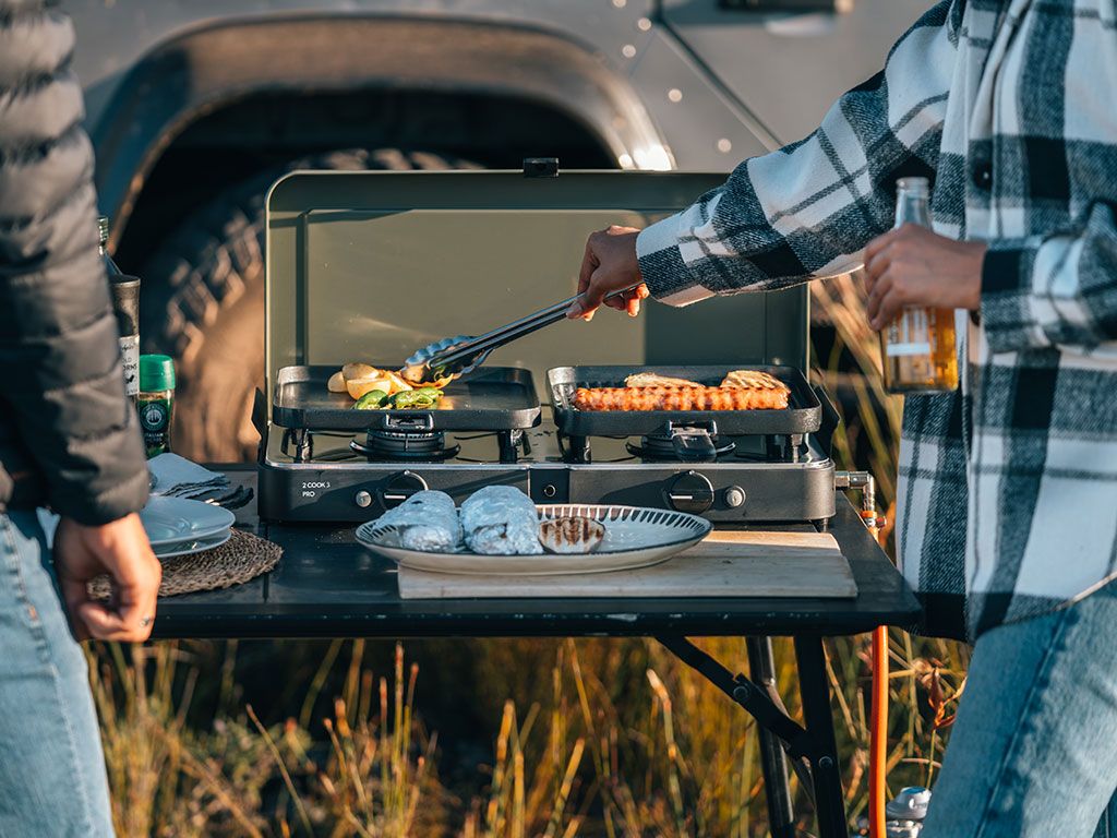 2 COOK 3 PRO DELUXE/ PORTABLE 3 PIECE/ GAS BARBEQUE/ CAMP COOKER - BY CADAC - BaseCamp Provisions