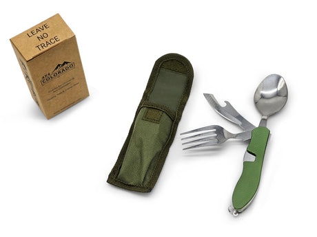 4-1 Camping Utensil - Fork, Spoon, Knife, Bottle Opener - BaseCamp Provisions