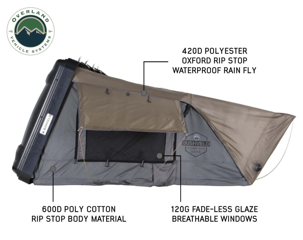 Overland Vehicle Systems 18089901 Bushveld Hard Shell Roof Top Tent - BaseCamp Provisions