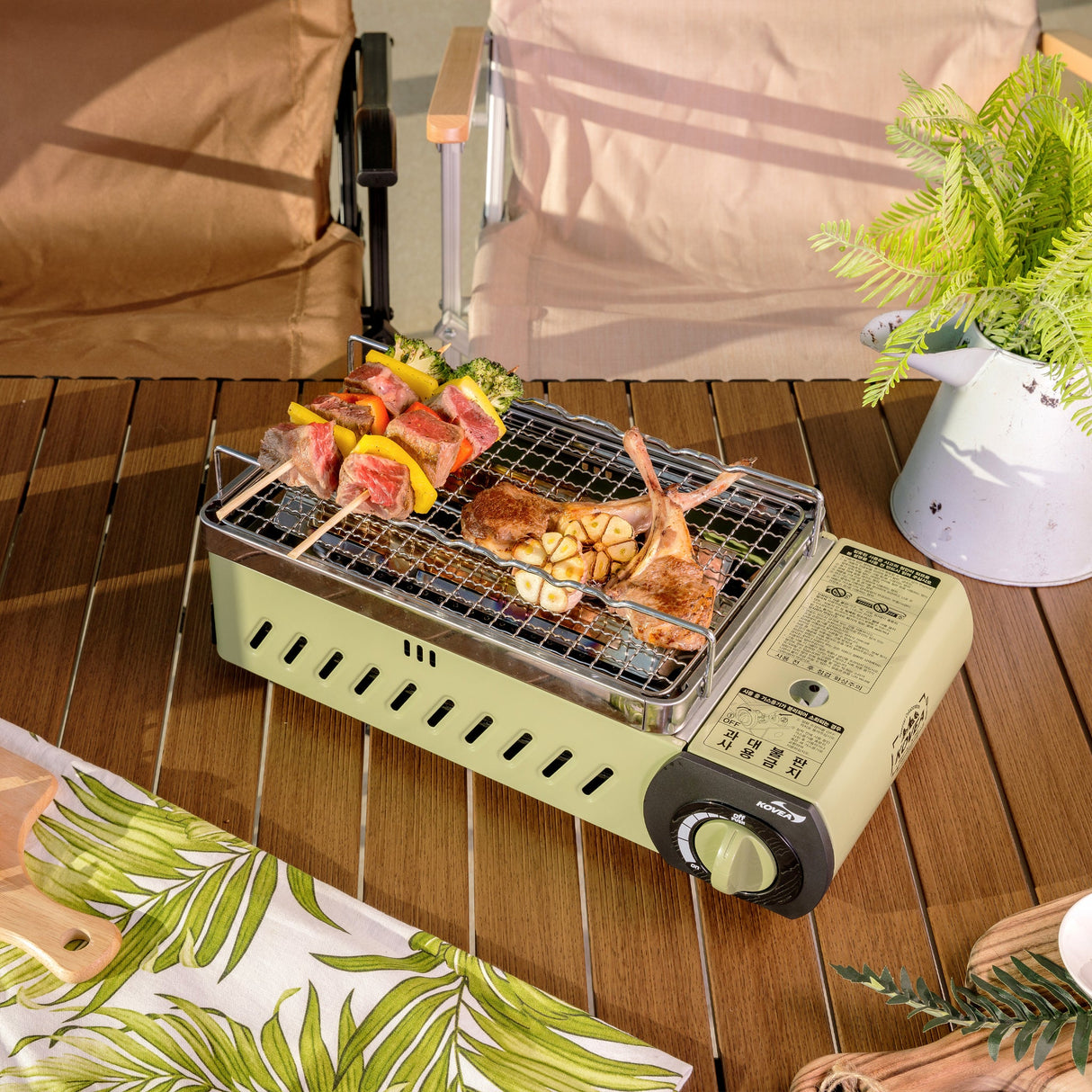 All in One Gas BBQ Grill (M) Olive Green With Bag - BaseCamp Provisions