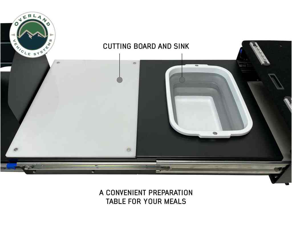 Camp Cargo Box Kitchen With Slide Out Sink, Cooking Shelf and Work Station - BaseCamp Provisions
