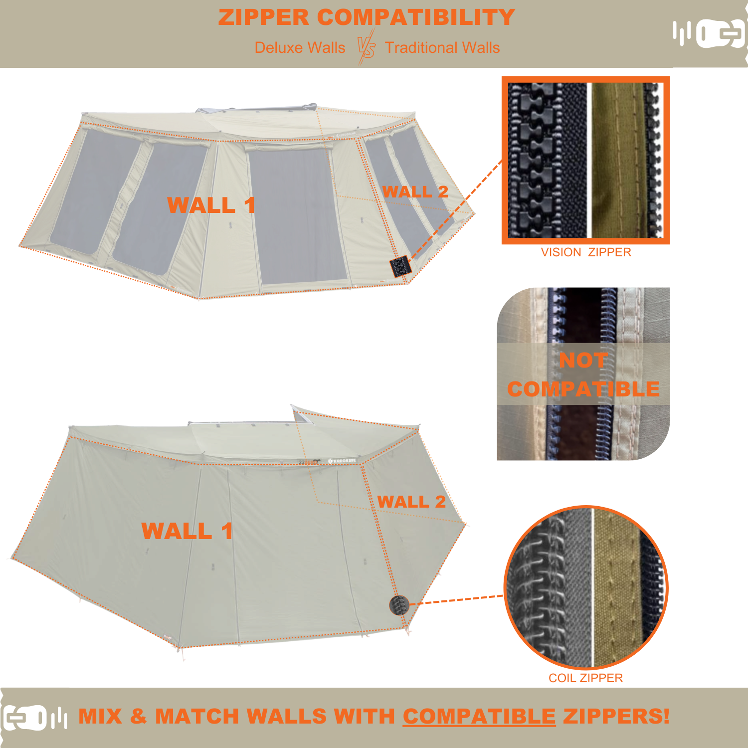 Peregrine 270° Awning Deluxe Walls – (Fits 5 Arm Awnings) LEFT SIDE - BaseCamp Provisions