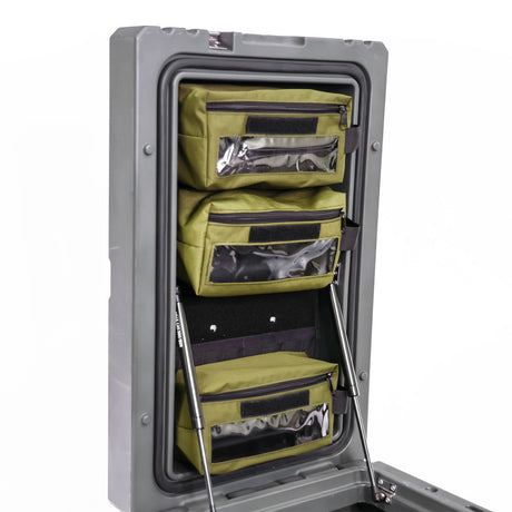 Up-Cycled 90L Organizing Kit Panel + Three Pouches (Fits 90L Lid) - BaseCamp Provisions