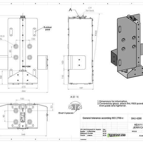 Swiss Link- Gas Can Holder 20 L Heavy Duty Front Load - BaseCamp Provisions