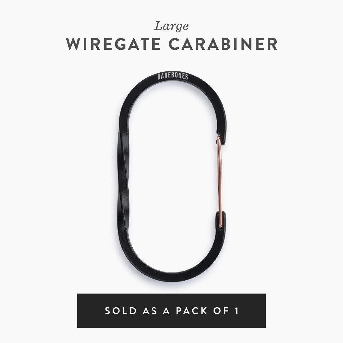 Wiregate Carabiner Large - Black - BaseCamp Provisions