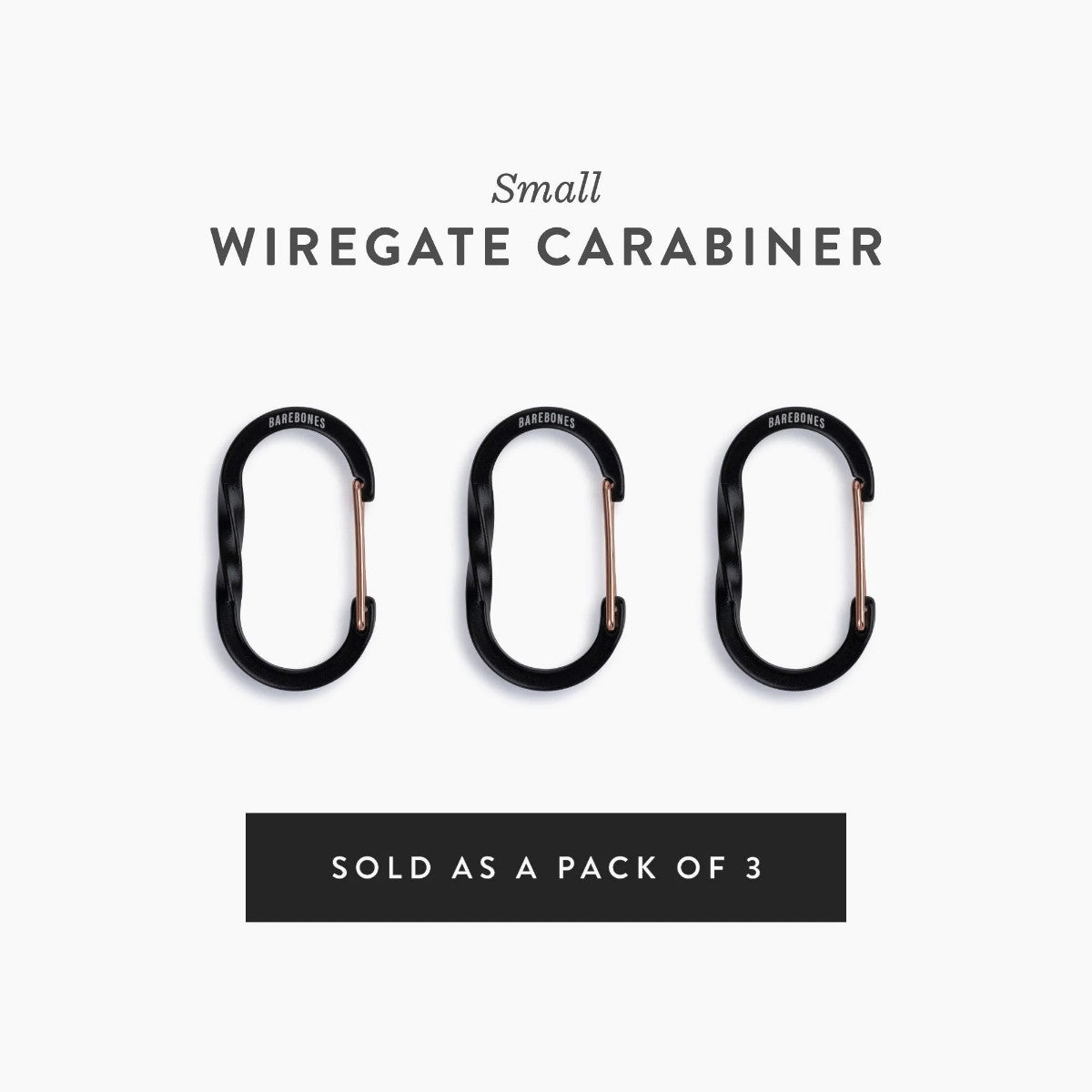 Wiregate Carabiner Small 3pc - Black - BaseCamp Provisions