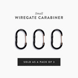 Wiregate Carabiner Small 3pc - Black - BaseCamp Provisions