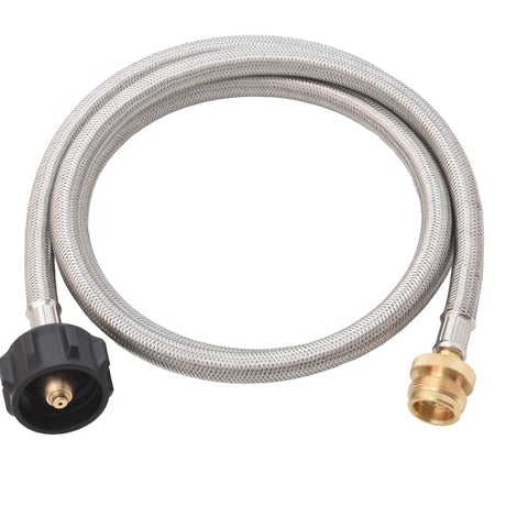 Flame King 5 FT QCC to CGA600 Male Connection-Steel Braided Hose - BaseCamp Provisions