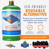 Flame King Eco Friendly Sustainable 1lb Refillable Propane Tank LP Cylinder - BaseCamp Provisions