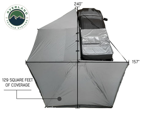 OVS Nomadic Awning 270  Dark Gray Cover With Black Cover Universal - BaseCamp Provisions