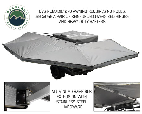 OVS Nomadic Awning 270  Dark Gray Cover With Black Cover Universal - BaseCamp Provisions