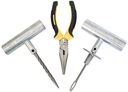 Boulder Tools - Heavy Duty Tire Repair Kit for Car, Truck, RV, SUV, ATV, Motorcycle, Tractor, Trailer. Flat Tire Puncture Repair Kit - BaseCamp Provisions