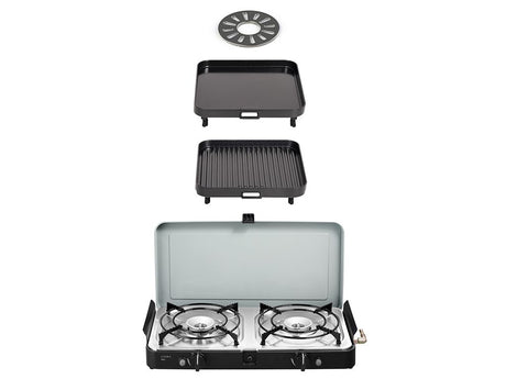 2 COOK 3 PRO DELUXE/ PORTABLE 3 PIECE/ GAS BARBEQUE/ CAMP COOKER - BY CADAC - BaseCamp Provisions